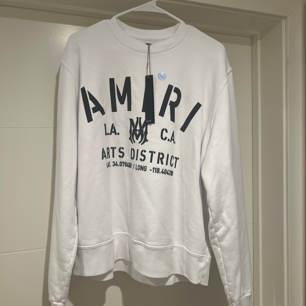 Authentic LAST DROP Amiri Stencil Print Jersey Crewneck White